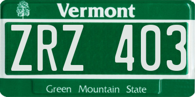 VT license plate ZRZ403