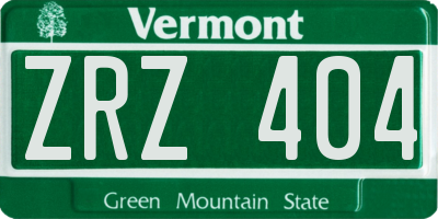 VT license plate ZRZ404