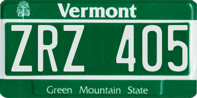 VT license plate ZRZ405