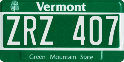 VT license plate ZRZ407