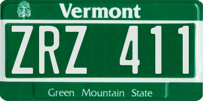 VT license plate ZRZ411