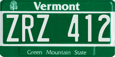 VT license plate ZRZ412