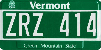 VT license plate ZRZ414