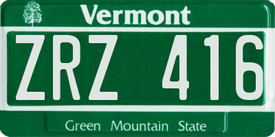 VT license plate ZRZ416