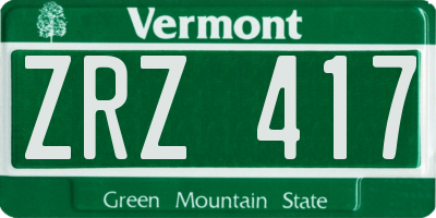 VT license plate ZRZ417