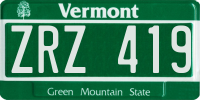 VT license plate ZRZ419