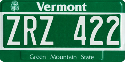 VT license plate ZRZ422