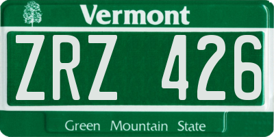 VT license plate ZRZ426