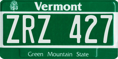 VT license plate ZRZ427