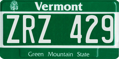 VT license plate ZRZ429