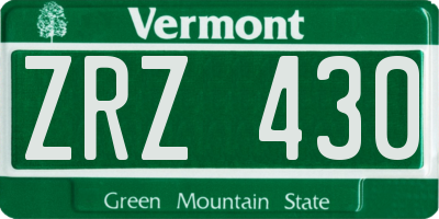 VT license plate ZRZ430