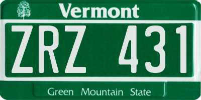 VT license plate ZRZ431