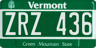 VT license plate ZRZ436