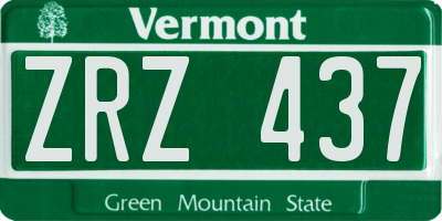 VT license plate ZRZ437