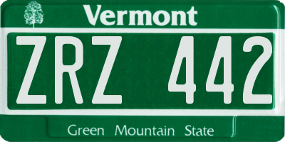 VT license plate ZRZ442