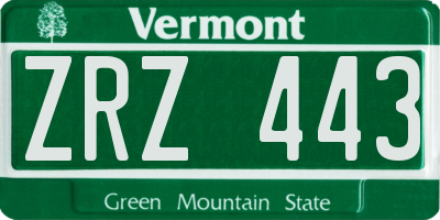 VT license plate ZRZ443