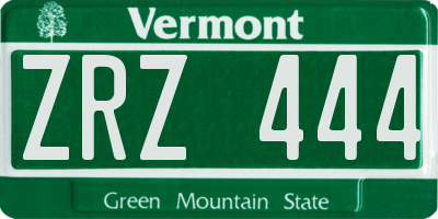 VT license plate ZRZ444