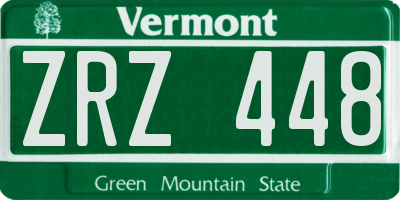 VT license plate ZRZ448