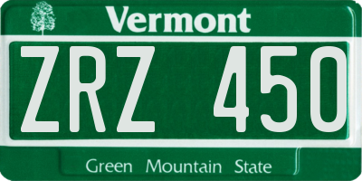 VT license plate ZRZ450