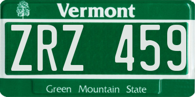 VT license plate ZRZ459