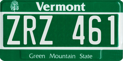 VT license plate ZRZ461