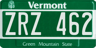 VT license plate ZRZ462