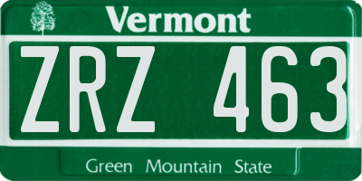 VT license plate ZRZ463