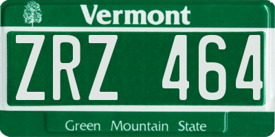 VT license plate ZRZ464