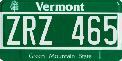 VT license plate ZRZ465