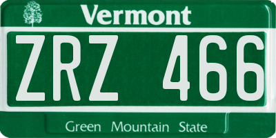 VT license plate ZRZ466