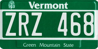 VT license plate ZRZ468