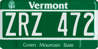 VT license plate ZRZ472
