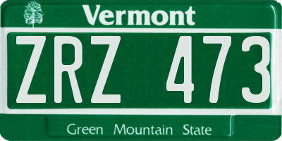 VT license plate ZRZ473