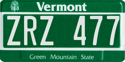 VT license plate ZRZ477