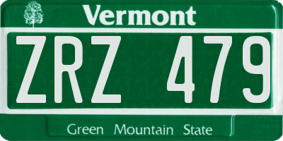 VT license plate ZRZ479