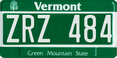 VT license plate ZRZ484