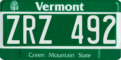 VT license plate ZRZ492