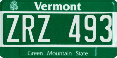 VT license plate ZRZ493