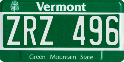 VT license plate ZRZ496