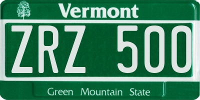 VT license plate ZRZ500