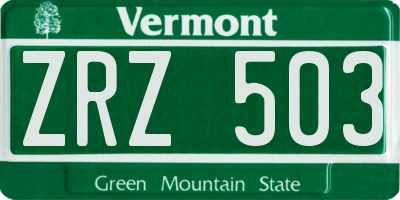 VT license plate ZRZ503