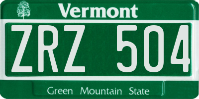 VT license plate ZRZ504