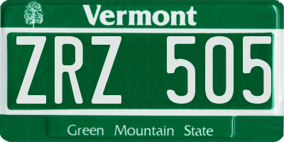 VT license plate ZRZ505