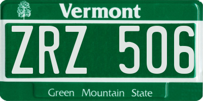 VT license plate ZRZ506