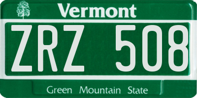VT license plate ZRZ508