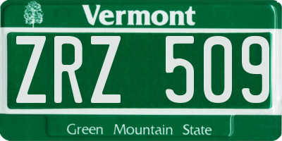 VT license plate ZRZ509
