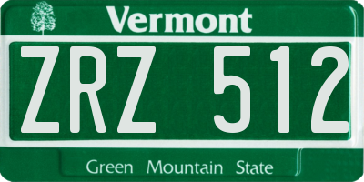 VT license plate ZRZ512