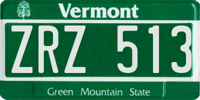 VT license plate ZRZ513