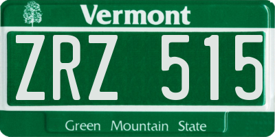 VT license plate ZRZ515