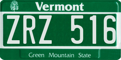 VT license plate ZRZ516